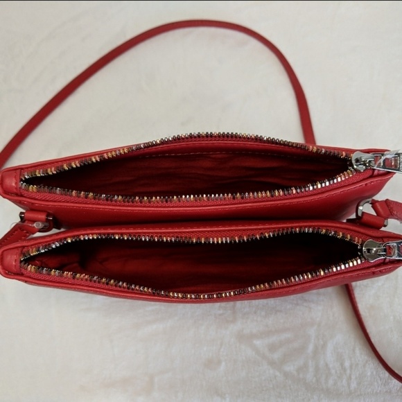 Zadig & Voltaire Red Leather Crossbody Shoulder Bag Multicolor Zipper NWT - Picture 14 of 16